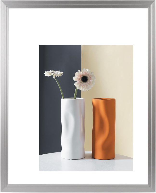 Photo 1 of 16x20In Silver Picture Frame Wide Edge - No Mat- Plexiglass - Metal Aluminum Frame - Hanging Horizontally & Vetically