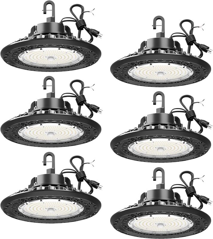 Photo 1 of 240W 6 Pack Super Bright High Bay Led Lights, UFO High Bay Led Shop Lights 36000LM 5000K, 0-10V Dimmable,US Plug 5' Cable, 100-277V High Bay Lights for Shop Barn Warehouse,UL