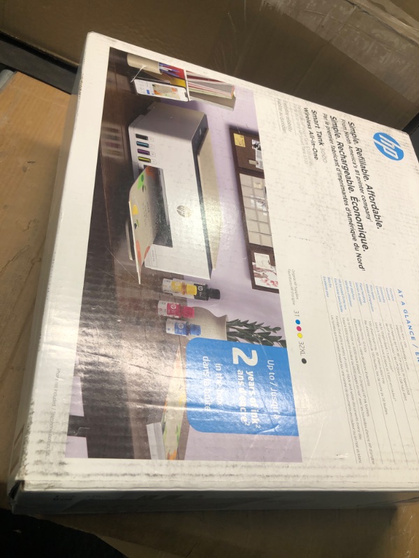 Photo 2 of HP Smart Tank 5000 Wireless All-in-One Ink Tank Printer with up to 2 years of ink included, mobile print, scan, copy, white, 17.11 x 14.23 x 6.19