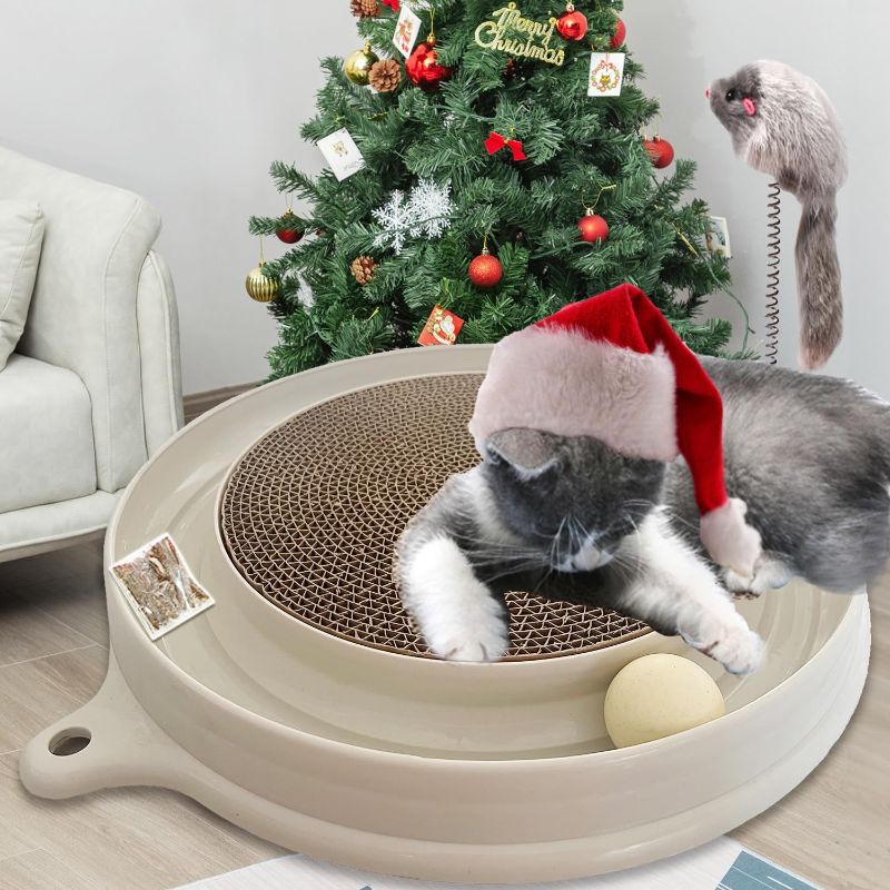 Photo 1 of AUOON Cat Scratcher Toy, Cat Toy, Scratch pad,Scratching Toy,Post Pad Interactive Training Exercise Mouse Play Toy with Ball (Milk Shake)