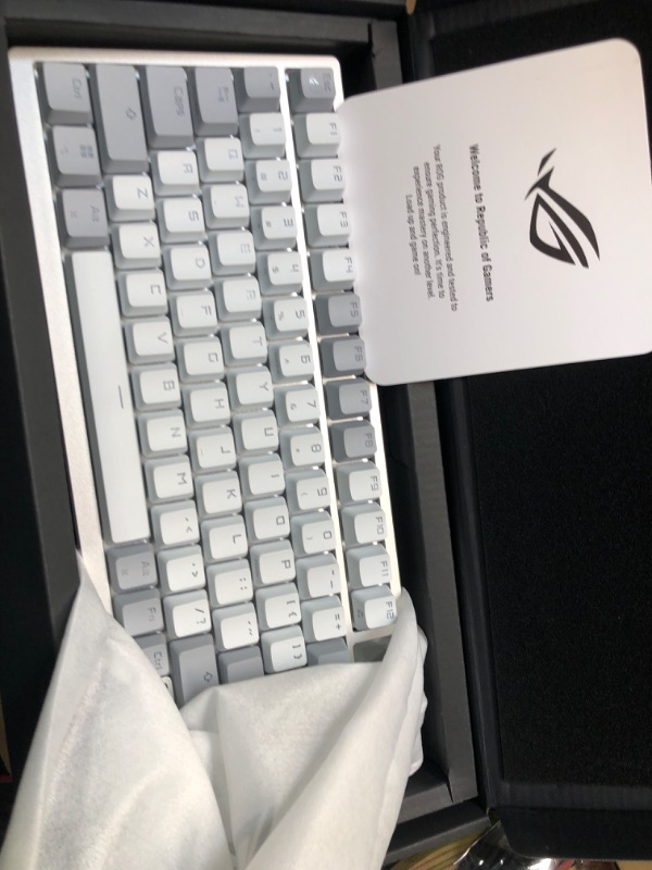 Photo 1 of ASUS ROG Azoth 75% Wireless DIY Custom Gaming Keyboard, OLED Display, Three-Layer Dampening, Hot-Swappable ROG NX Snow Switches & Keyboard Stabilizers, PBT Keycaps, RGB-White White Snow Switch-Refined linear