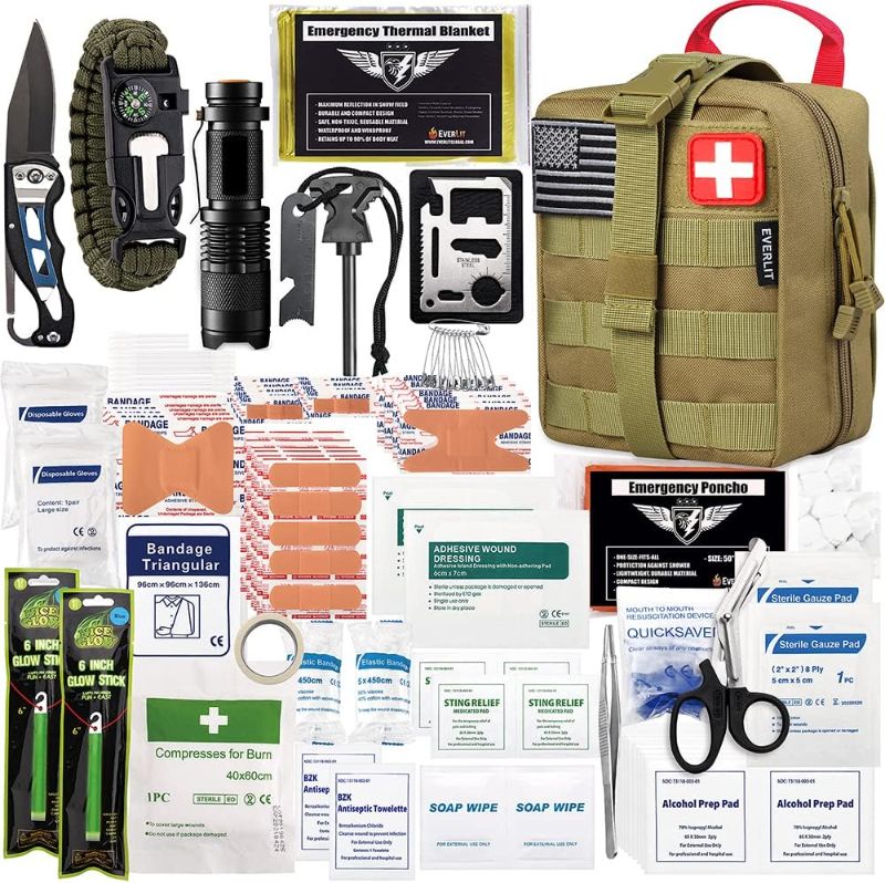 Photo 1 of EVERLIT 250 Pieces Survival First Aid Kit IFAK EMT Molle Pouch Survival Kit Outdoor Gear Emergency Kits Trauma Bag for Camping Boat Hunting Hiking Home Car Earthquake and Adventures