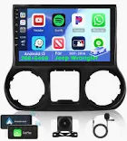 Photo 1 of 2G+64G] Hikity Android Stereo for Jeep Wrangler JK 2011-2014, 10.1 Inch Touchscreen Wireless Carplay GPS Radio with Android Auto WiFi Bluetooth FM RDS HiFi Backup Camera Microphone