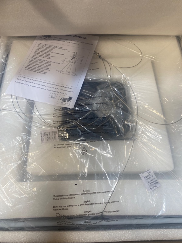 Photo 1 of WELAKI Modern Square LED Chandelier Lighting, Square LED Pendant Ceiling Light Fixture, 1-Ring Dimmable Contemporary Chandelier for Kitchen Island, Dining Room, Bedroom, Black 6000K Cool Wihite 40W Black 23.6"