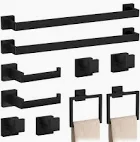 Photo 1 of 10-Pieces Matte Black Bathroom Accessories Set, 23.6 Inch Bath Towel Bar Set, SUS 304 Stainless Steel Bathroom Hardware Set, Towel Racks for Bathroom Wall Mounted.