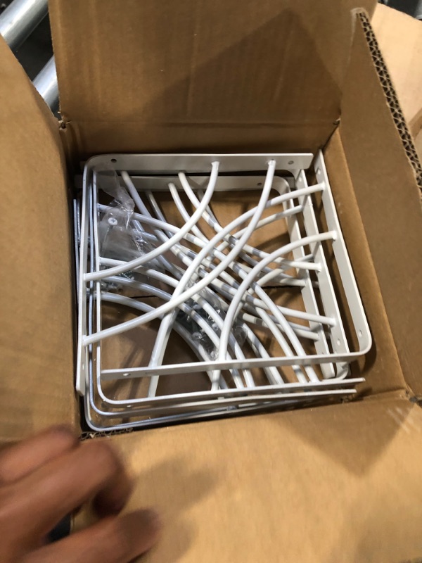Photo 1 of HOME MASTER HARDWARE 8 inch Decorative Shelf Brackets Shelf Support Corner Brace Joint Right Angle Wall Mounted Bracket White with Screws 10 Pack (White) 8 inch(10-Pack) White