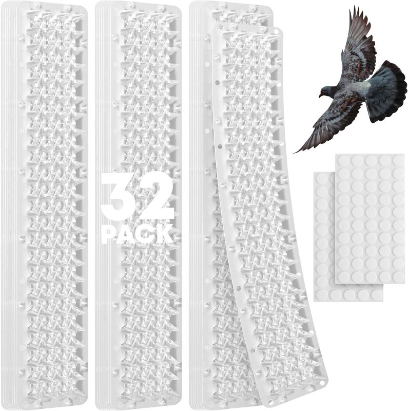 Photo 1 of 32 Pack Bird Deterrents for Outside Patio - 35ft Transparent Balcony Pigeon Deterrent Spikes to Keep Birds Away. Anti Bird Spikes for Pigeons and Other Small Birds, Crows, Woodpeckers & Cats