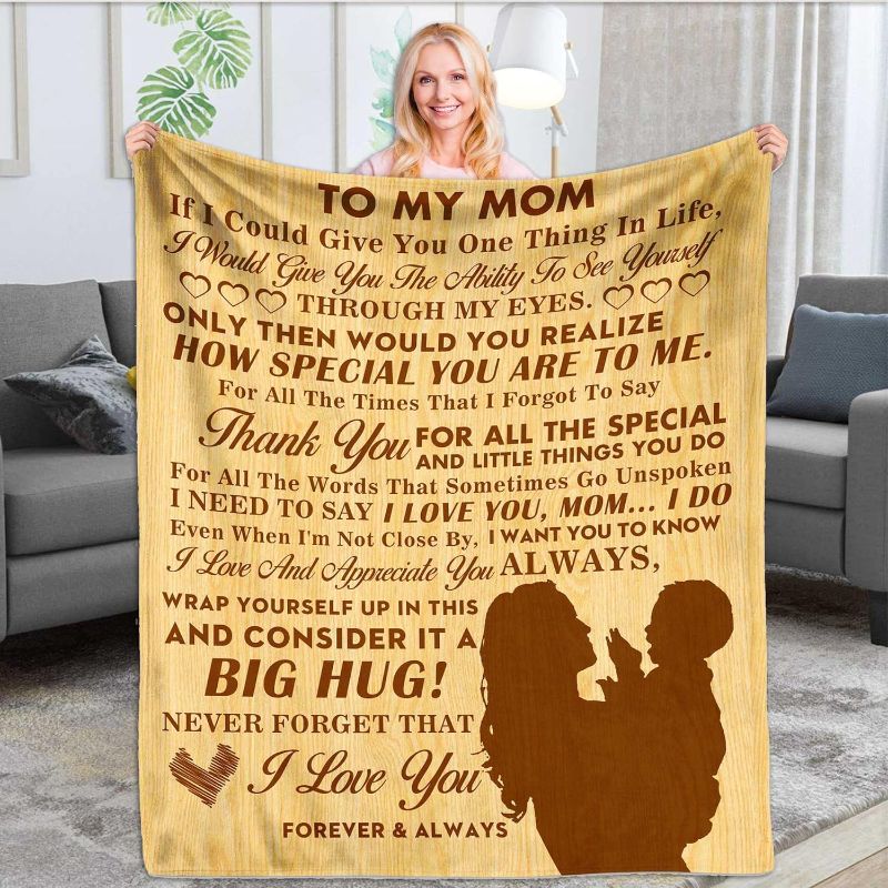 Photo 1 of Gifts for Mom, (50"x60") Throw Blanket to My Mom from Daughter Son, Father Day Birthday Gifts for Mom, Soft Bed Flannel Blanket Mother Gifts, Best Mom Gifts