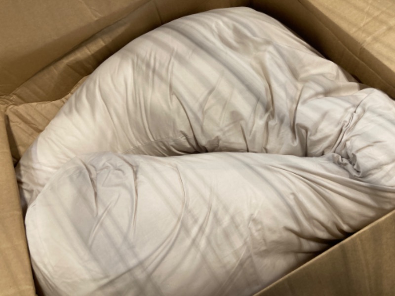 Photo 1 of Boppy Organic Cotton Fabric Cuddle Pregnancy Pillow with Removable, 100% Organic Cotton Pillow Cover | Plush Contoured Support | Prenatal and Postnatal Positioning Organic Biscuit
