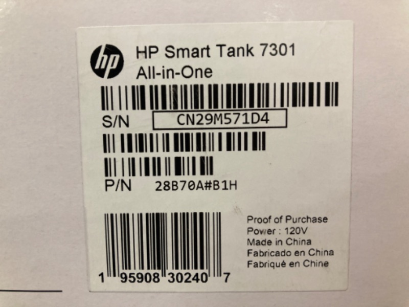 Photo 3 of HP Smart -Tank 7301 Wireless All-in-One Cartridge-free Ink Printer, up to 2 years of ink included, mobile print, scan, copy, automatic document feeder (28B70A)