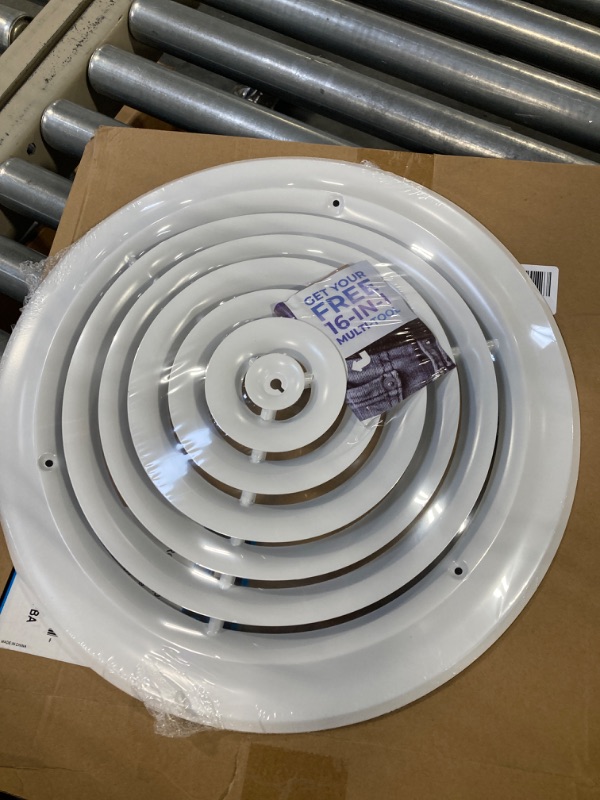 Photo 2 of 12" Round Ceiling Diffuser - Easy Air Flow - HVAC Vent Duct Cover [White] - [Outer Dimensions: 15.75"]