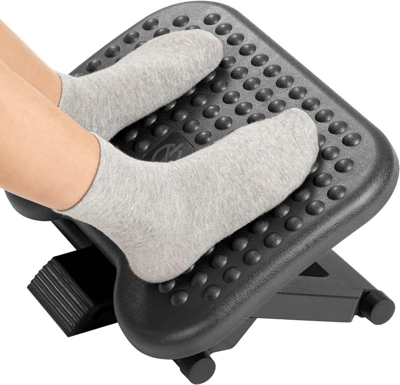 Photo 1 of 
HUANUO Adjustable Under Desk Footrest, Foot Rest for Under Desk at Work with Massage, Foot Stool Under Desk with 3 Height Position & 30 Degree Tilt