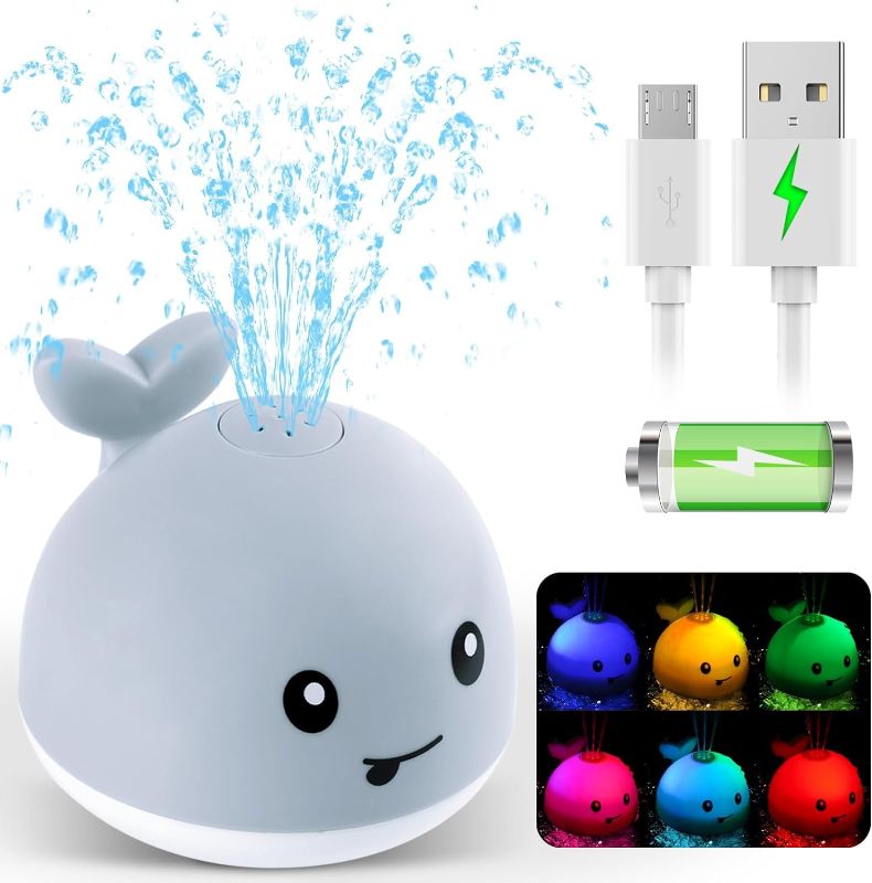 Photo 1 of 2024 Upgraded Baby Bath Toys, Rechargeable Light Up Bath Toys for Kids 1-3 Babies 6-12 12-18 Months, Whale Sprinkler Spray Fountain Water Pool Bathtub Toys Toddlers Infant 1 2 3 4 5, Baby Shower Toys
