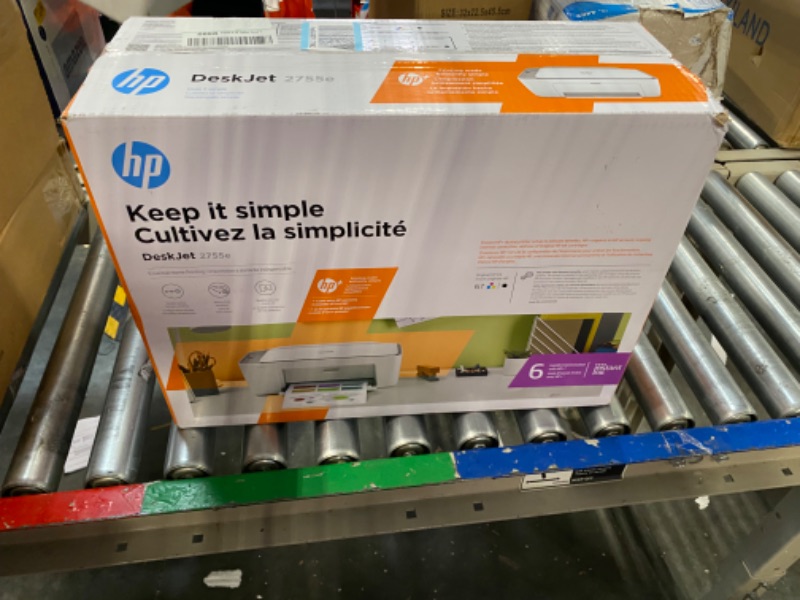 Photo 2 of HP DeskJet 2755e Wireless Color All-in-One Printer with bonus 6 months Instant Ink (26K67A), white