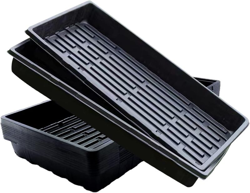 Photo 1 of 10-Pack Seed Starter Tray Durable Plant Tray Indoors No Holes Black Plastic Trays Plants for Flowers, Seedlings, Plants, Wheatgrass, Microgreens & More
