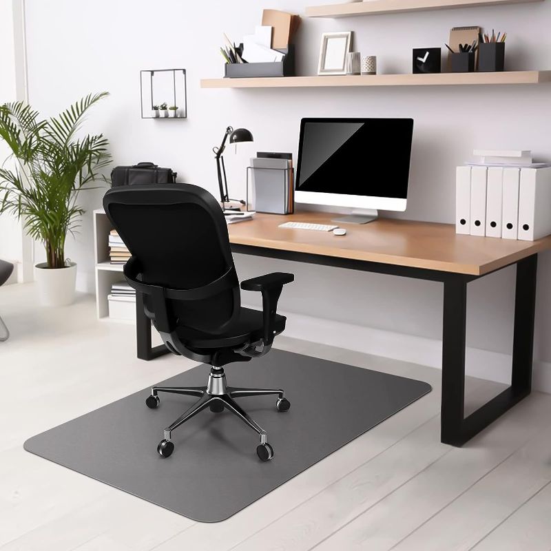 Photo 1 of Kuyal Chair mat for Hardwood Floor 36 x 48 inches Rectangle Floor Mats Wood/Tile Protection Mat for Office & Home, Gray
