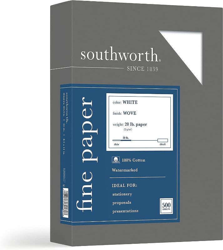 Photo 2 of Southworth 13C 100% Cotton Business Paper White 20 lbs. Wove 8-1/2 x 11 500/Box