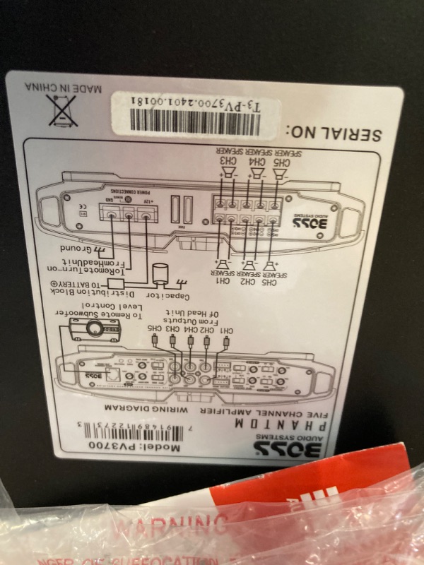 Photo 2 of BOSS AUDIO PV3700 Phantom 3700-Watt Full Range, Class A/B 2-8 Ohm Stable 5 Channel Amplifier with Remote Subwoofer Level Control