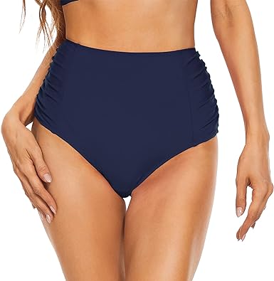 Photo 1 of Bellecarrie Women's High Waisted Bikini Bottoms Ruched Full Coverage Tankini Swim Bottoms Swimsuit Briefs
 2XL