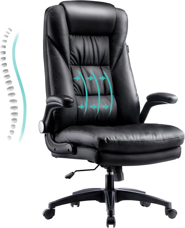 Photo 1 of **MISSING PARTS**Hbada Executive Office Chair, Big and Tall Desk Chair 400lbs Wide Seat, High Back PU Leather Ergonomic Computer with Adjustable Armrest, 360° Swivel Height, Black