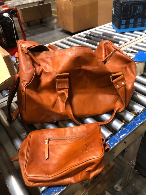 Photo 2 of 24 inches leather orange duffel bag