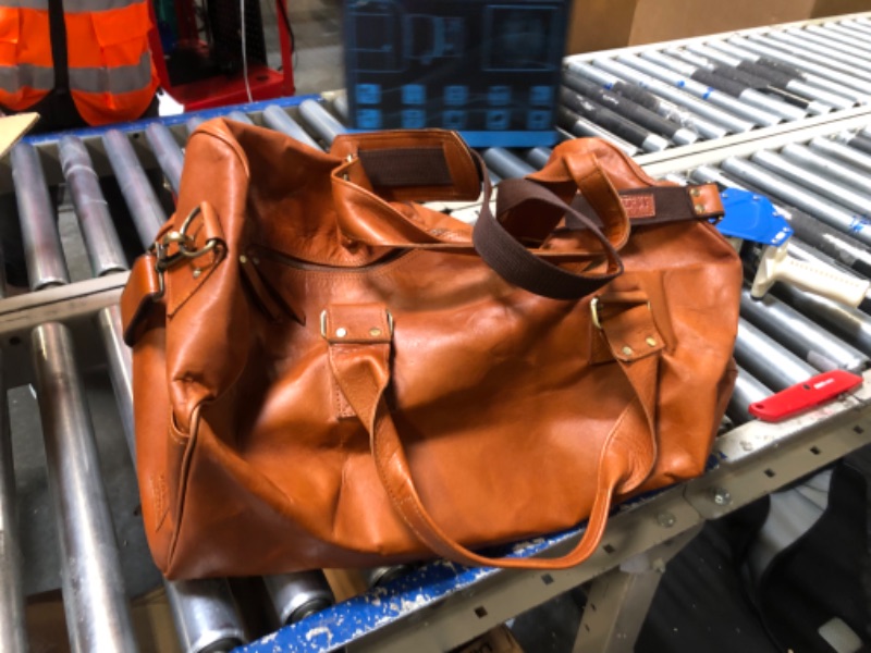 Photo 3 of 24 inches leather orange duffel bag