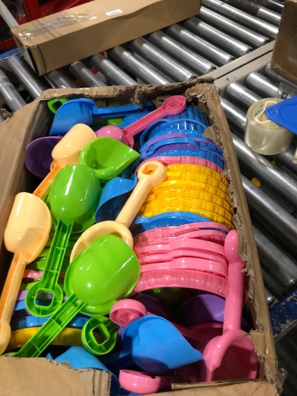 Photo 1 of 50 Pcs Sand Buckets and Shovels for Kids Bulk, 5.5 Inch Beach Bucket with Vertical Striped Design Beach Pail Small Plastic Buckets with Handles for Summer Birthday Party Favor, 5Assorted Color