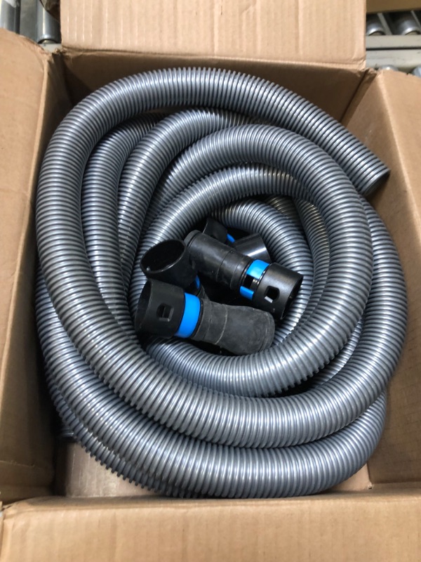 Photo 1 of 1 1/4 inch x 17 Feet Dust Collection Hose Kit for Home and Shop Vacuums System with 5 Adapters of Woodworking Power Tool and Sander, Compatible With Multi-Brands, Silver Gray Vacuum Hose