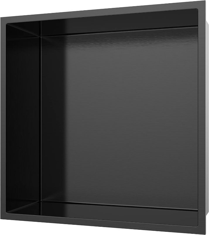 Photo 1 of Stainless Steel Shower Niche, 12" x 12" x 3.5" Recessed Shower Shelf,No Tile Needed,Easy to Install,Single Bathroom Shelves for Daily Necessities Storage - Brushed Black
