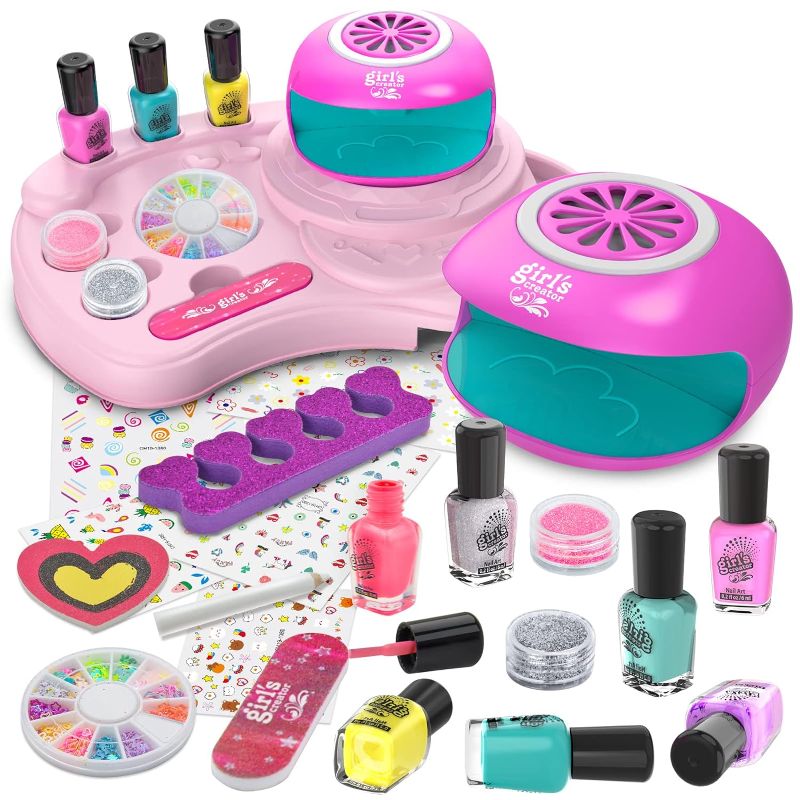 Photo 1 of Amagoing Nail Polish Kit for Girl Ages 6-12, Kids Nail Art Salon Set with Nail Dryer, Peelable Glitter Nail Polish, Storage Desk, Makeup Manicures Decoration Studio Gifts for Birthday Spa Party Favors
