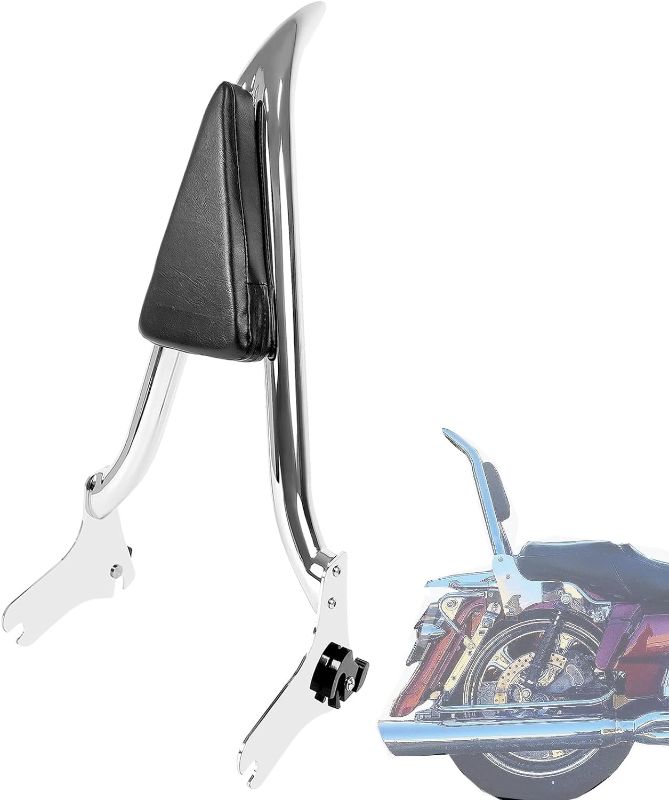 Photo 1 of Detachable Chrome Sissy Bar Passenger Backrest Rear Pad Compatible for Harley Davidson Touring 1997-2008 Road King Electra Glide Street Glide FLHR FLHX FLHT FLTR [26 Inches]
