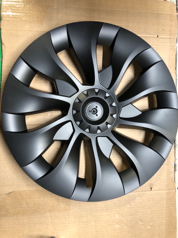 Photo 1 of 4PCS Model 3 Hubcaps 18‘’ Inner Diameter & 20‘’ Outer Diameter- Matte Black Uber Turbine Style Wheel Cover Hub Cap Compatible with 2017-2023 Model 3
