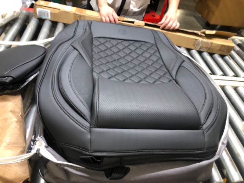 Photo 1 of GEEYONTEK Car Seat Covers Full Set, 5 Seats Universal Waterproof Leather Vehicle Cushion for Automotive Front and Rear, Protectors Fit for Most SUV Truck Sedans Pick-up Jeep, Airbag Compatible (Black) Full Set Black