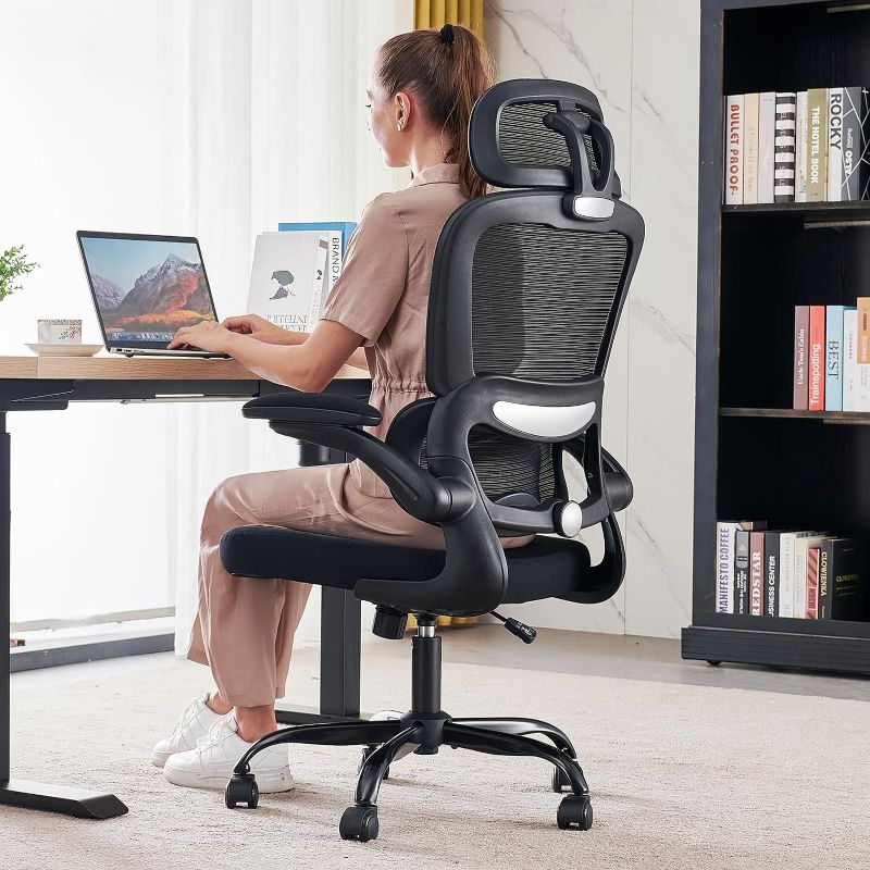 Photo 1 of Office Chair Ergonomic Desk Chair, 330 LBS Home Mesh Office Desk Chairs with Wheels, Comfortable Gaming Chair, High Back Office Chair for Long Hours, Office Chair for Study and Work (Black)