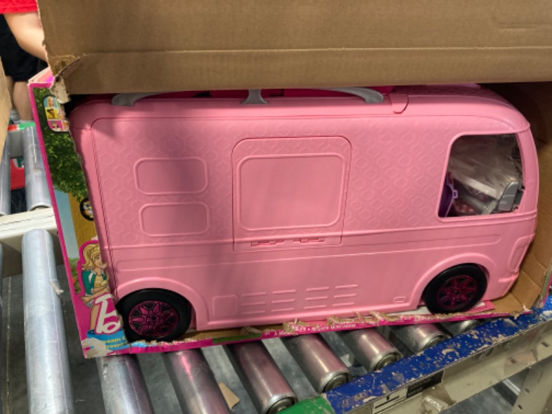 Photo 1 of Barbie Camper Playset With Barbie Accessories, Pool And Furniture, Rolling Vehicle With Campsite Transformation??? [Amazon Exclusive]