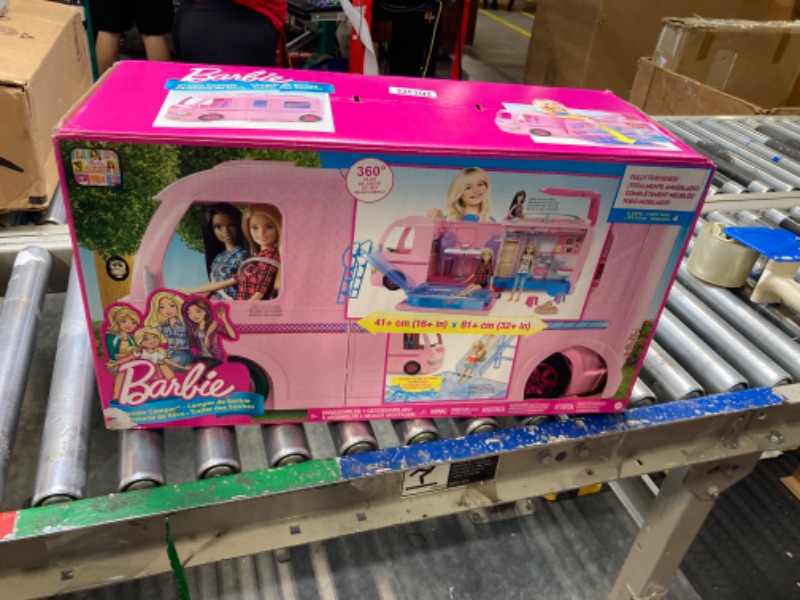 Photo 1 of Barbie Camper Playset With Barbie Accessories, Pool And Furniture, Rolling Vehicle With Campsite Transformation??? [Amazon Exclusive]
