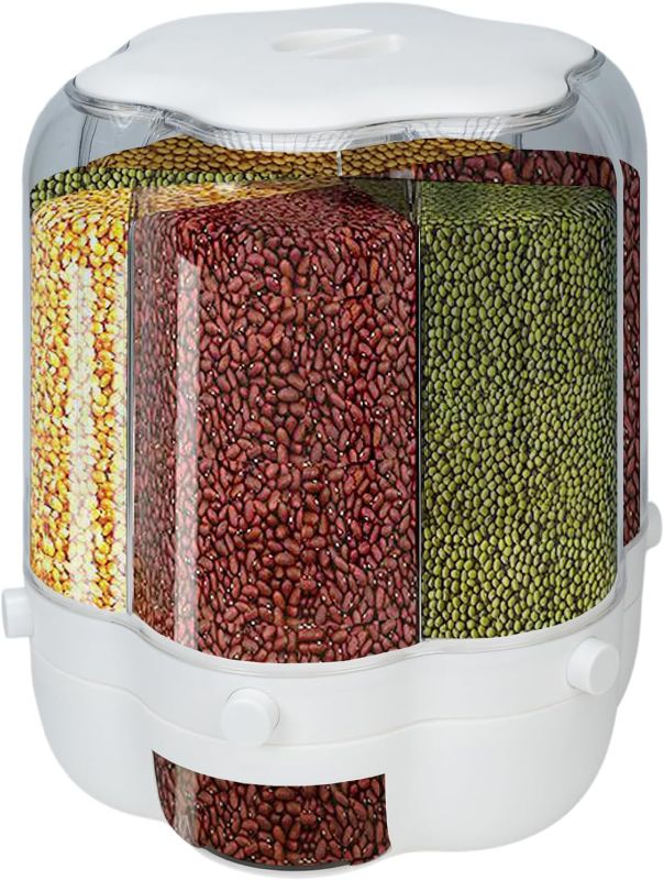 Photo 1 of 40lb Rice and Grain Storage Container, 360° Rotating Food Dispenser Measuring Cylinder with Lid Moisture Resistant Household, Airtight Storage of Black Rice, Yellow Rice and Other Small Beans