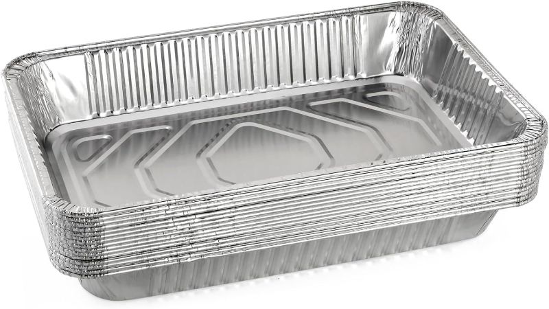 Photo 1 of Juvale 15 Pack Aluminum Foil Pans 21 x 13, Full Size Trays for Steam Table, Food, Grills, Baking, BBQ
