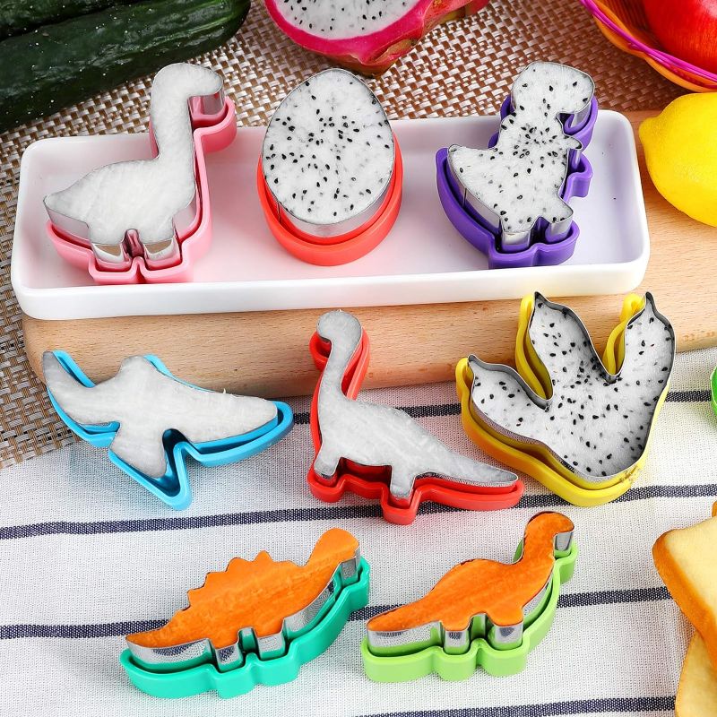 Photo 1 of 8pcs Dinosaur Cookie cutters set, Stainless Steel Sandwich Cutters Cookie Cutters Vegetable cutters for Kids Baking, Bento Box and Food Decoration Tools for Kitchen(2 pack)