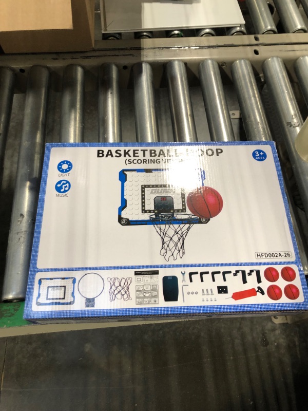 View 2 of TEMI Indoor Basketball Hoop for Kids, Mini Basketball Hoop with 4 Balls, Door Room Basketball Hoop, Basketball Toys for Boys Girls Age 3 4 5 6 7 8 9 10 11 12 Basketball Hoop & 4 Balls