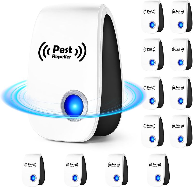 Photo 1 of 2024 Upgraded Ultrasonic Pest Repeller, Indoor Pest Repellent 12 Packs, Electronic Plug in Pest Control for Roach, Ant, Rodent, Mouse, Bugs, Mosquito, Spider Repellent for House, Garage, Warehouse