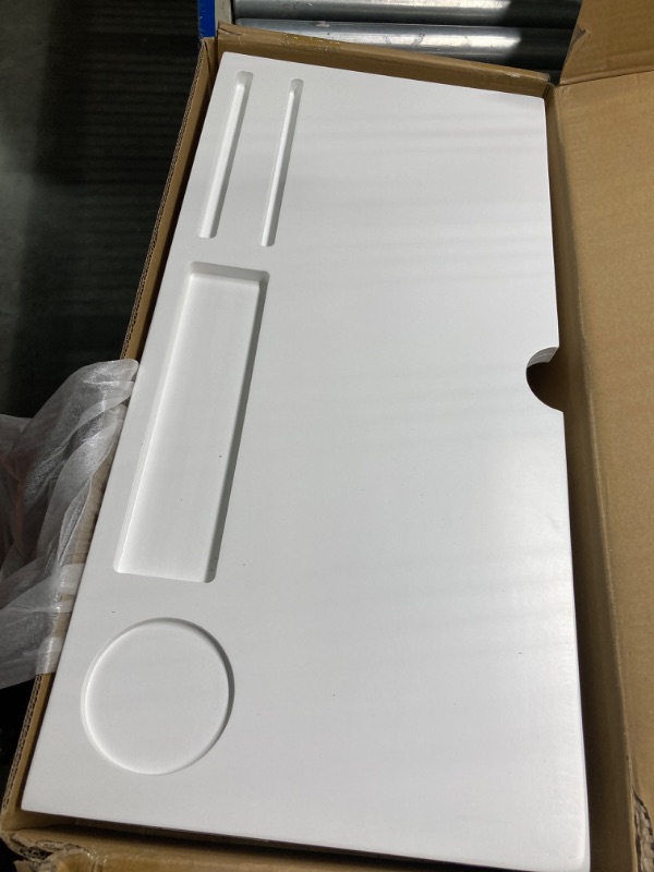 Photo 1 of Computer Monitor Stand with Drawers - White Wood Laptop Screen Printer TV Riser 22.05L 10.60W 4.70H inch, Desk Organizer in Home&Office White Bamboo 22.05 x 10.6 x 4.7 inch