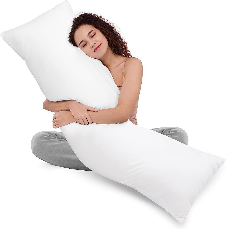 Photo 1 of Utopia Bedding Full Body Pillow for Adults (White, 20 x 54 Inch), Long Pillow for Sleeping, Large Pillow Insert for Side Sleepers 20x54 Inch (Pack of 1) White