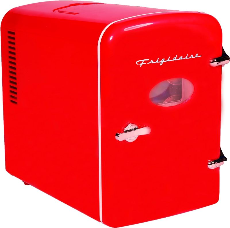 Photo 1 of Frigidaire EFMIS129-RED Mini Portable Compact Personal Fridge Cooler, 1 Gallons, 6 Cans
