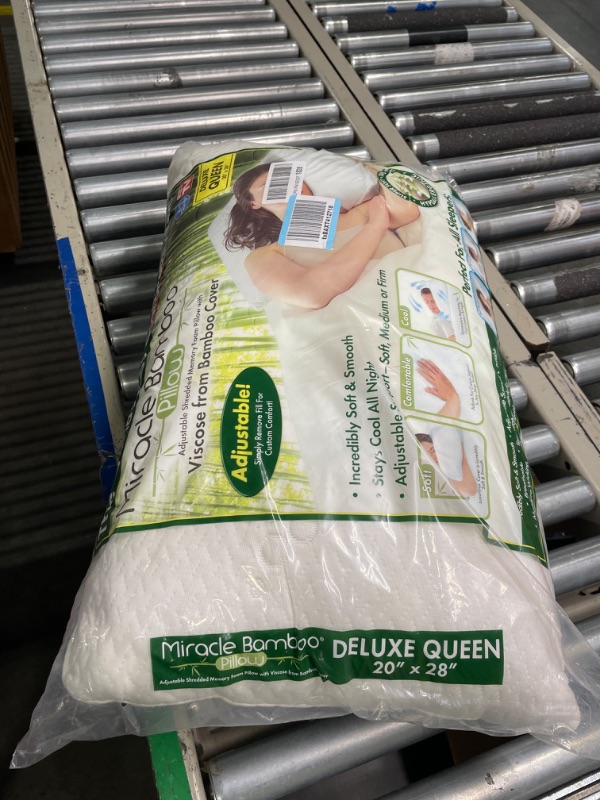 Photo 2 of Ontel Miracle Shredded Memory Foam Pillow with Viscose from Bamboo Cover, Queen, White Queen (Pack of 1)