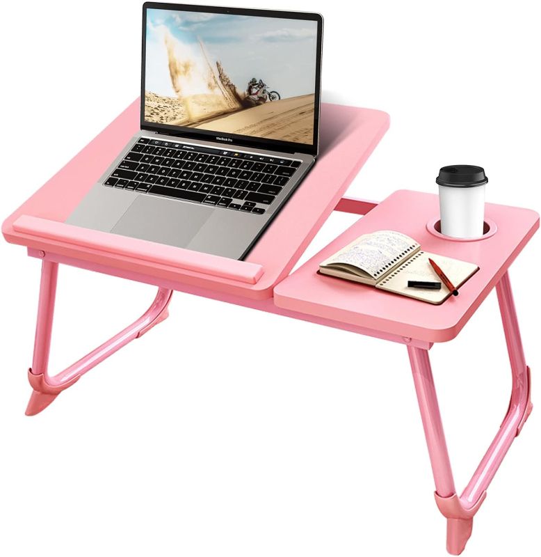 Photo 1 of CloudTrip Laptop Desk for Bed or Couch, Lap Desk, Woking in Bed Desk, Home Office Desks, Breakfast Tray, Desk with Cup Holder, Watching Movies in Bed, Laptop Stand for Bed, Fordable Legs Desk (White)