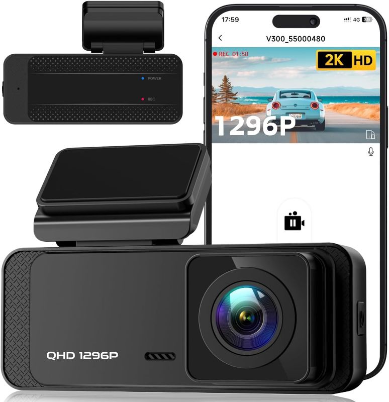 Photo 1 of Dash Cam, Veement V300 1296P WiFi Front Dash Camera for Cars, Car Camera with App, Night Vision, Mini Hidden Single Dashcams, 24H Parking Mode, Loop Recording, Support 256GB Max