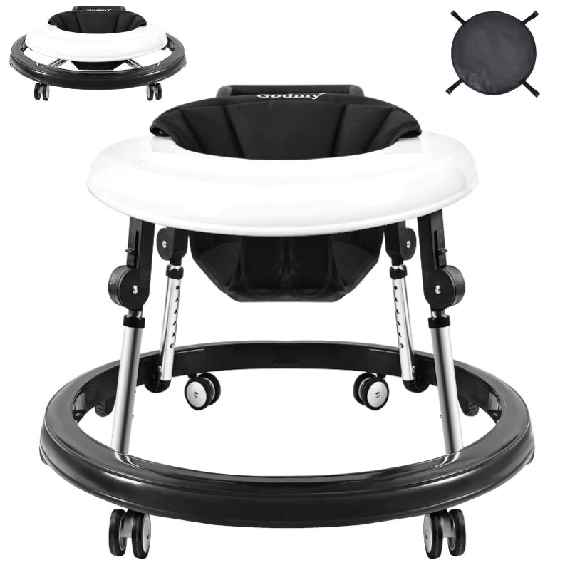 Photo 1 of Baby Walker with Wheels, Foldable Adjustable Height Toddler Walker, Baby Walkers and Activity Center with Foot Pads, Baby Walkers for Baby Boys and Baby Girls 6-18 Months 9 Heights Adjustable 1