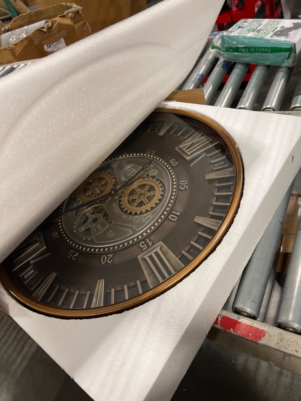 Photo 1 of CLXEAST 24 Inch Large Real Moving Gear Wall Clock for Living Room Decor,Big Industrial Rustic Steampunk Wall Clock,Vintage Metal Bronze Gold Wall Clock for Office,Farmhouse 24 Inch Antique Brass Gold