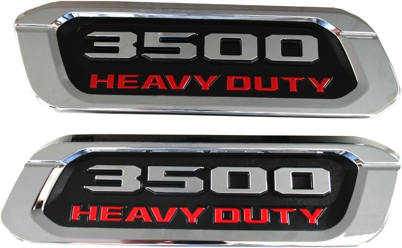 Photo 1 of 2pack New 3500 Heavy Duty Emblems Left Right Side 3D Badges Black Hood Replacement for 3500 (Chrome)
